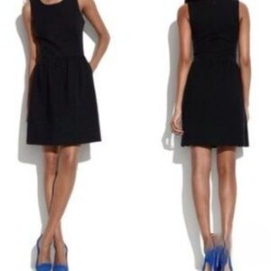 Madewell Black Pleated Fit and Flare Dress Sz S